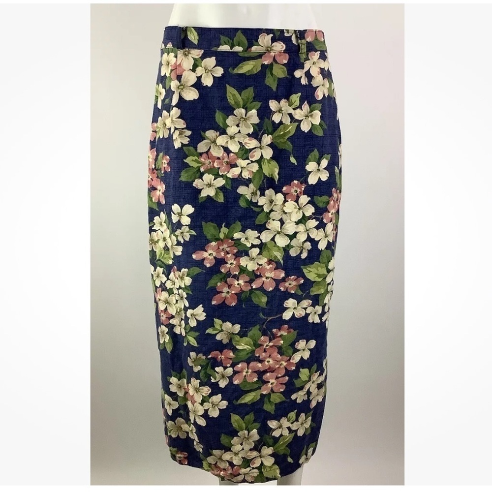 Vintage Willowbend Sz S Floral Print Maxi Skirt Blue 90's Cottagecore Style
